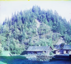 Zaagmolen bij Medvezhia Gora (Bergen van de Beer) tijdens de bouw van de Moermansk-spoorweg, 1905-1915